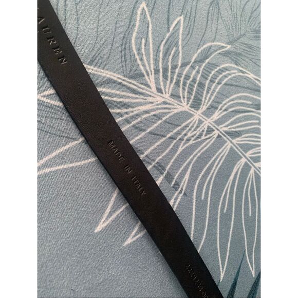 RALPH LAUREN COLLECTION Italy  Black ALLIGATOR SKINNY Leather Belt sz L
